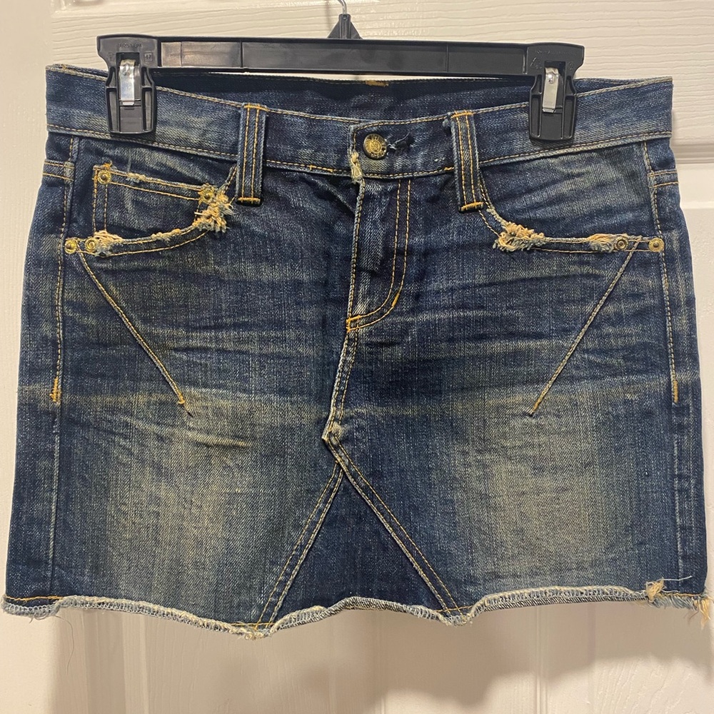 Dark wash blue jean skirt